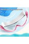 Children's swimming goggles (3-15 years old), with earplugs, large frame, anti-fog/UV protection, unisex, green + light blue. - 4