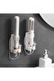 2-Piece Wall-Mounted Curling Iron & Hair Dryer Holder - No-Drill Adjustable Non-Slip Bathroom Stand - 2