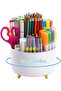 360° Rotating Desk Pen Holder & Organizer with 5 Compartments (White)