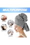 2-Pack Microfiber Hair Drying Towel-Absorbent Quick-Dry Headband-100x60cm-Pink Gray - 5