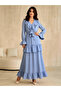 Blue Ruffle Detail Maxi Dress - 3