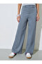 Grey Solid Wide Leg Casual Pants - 2