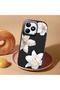 Realme Note 50 Compatible Case Camera Protector Black Silicone Couple Phone Case with Floral Pattern - 2