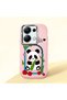 Poco M6 Pro 4g Compatible Case Camera Protector Pink Silicone Couple Phone Case Panda Pattern
