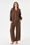 Women's Cocoa Italian 100% Linen Mesh Sequin Embroidered Zippered Jacket - Linen Suit with Pants Size 38 - 46
