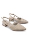 Women's Faux Leather Straw-Patterned Open Back Pointed Toe Heeled Shoes - 3