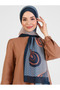 Retro Patterned Shawl - Dark Blue