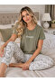 Short-Sleeved Milan Fabric Women's Pajama Set - 2