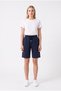 Women's Navy Blue Above-Knee Shorts Relaxed Fit Casual Sports Bermuda Shorts with Pockets and Laces - 2