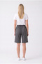 Women's Smoked Above-Knee Shorts Relaxed Fit Casual Sports Bermuda Shorts with Pockets and Laces - 5