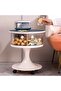 Modern Round Bedside Table with Storage Drawers and Wheels - 2
