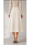 High Waist Midi Skirt with Long Side Seam - Off White - 6