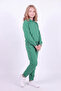 Girl's Plain Kangaroo Pocket Hooded Tracksuit Set - 3