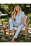 Venus 5 Button Blue Striped Pajama Set