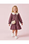 Girls Burgundy Embroidered Collar Dress - 2