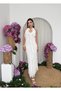 Women's White Midi Dress V-Neck Flounced Chiffon Sleeveless Event Dress - 4