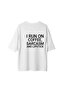 Coffee and Sarcastic Lipstick Design Printed Women's Oversize T-Shirt - 2