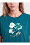 Alita City with a Difference from Lcw Dream, Petrol Combed Cotton Printed Short Sleeve Women's Nightgown - 3