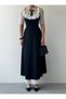 Women's Black Midi Dress Lace Collar Ruffle Detailed Balloon Sleeves A-Line Event Dress - 2