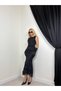 Women's Black Midi Lace Embroidered Sleeveless Ballerina Collar Lined Event Dress - 4