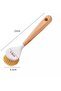 Three-piece kitchen dishwashing brush set, natural stone wood handle, white. - 5