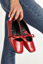 Women's Red Leather Lace-Up Ballerinas - 2