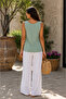 Elegance All Day Long - Women's Summer Viscose Blouse with Ring Detail and Straps - 3