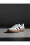 Sambo Women's White Suede Detailed Lace-Up Striped Thermo Sole Sports Shoes Sneaker 3.5 cm Heel - 2