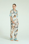 Short Sleeve 4 Piece Satin Pajama Set - Azure Myth - 4