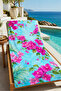 Fuchsia Bougainvillea Ground Tropical Patterned 70X150 Beach Towel - Digital Printed Fade-Resistant Bath Towel - 4
