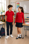 Children's Unisex Red 2-Piece Polo Collar School T-Shirt Set Short Sleeve + Long Sleeve 100% Cotton Lakos Fabric