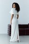 White Bolero Strapless Lace Embroidered Long Evening Dress - 7