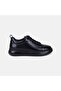 Men's Black Lace-Up Thick-Sole Leather Sneakers - 2