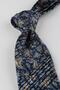 Navy Blue Shawl Pattern Italian Silk Pleated Tie Est221 - 4