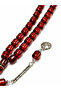 Fire Amber Capsule Cut Prayer Beads 33 Pieces – Ottoman Tughra Metal Tassel Premium Men's Prayer Beads with 2 Spare Strings - 2