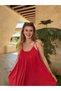 Premium 100% Cotton Red Strappy Maxi Casual Dress