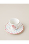 Plaidy Porcelain 4 Piece Coffee Cup Set for 2 People 80 ml Red - 3