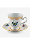 Flores White Gold Gilded Blue Butterfly Porcelain Coffee Cup Set 100 ml - 4