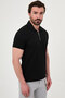 Knitted Patterned Slim Fit Zippered Polo Collar Short Sleeve Men's T-Shirt Black - 36895.26Y - 5