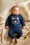 Leo Comfort Navy Blue Lion Figured 100% Cotton Premium Baby Boy Top and Bottom Tracksuit Set - 3