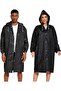 Black reusable hooded rain poncho. - 5