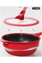 8-in-1 Red Nonstick Wok Pan with Glass Lid and Steamer Layer, 12.6 Inch (32cm) 6L Multipurpose Stir Fry Pan, Die-Cast Aluminum Titanium Coating, Heat Indicator, Chinese Wok with Silicone Spatula - 4