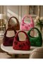 3D Printing Rose Flower Pattern Metallic Bronze Copper Color Women's Shoulder Bag – Floral Motif Modern Design Special Women's Bag - 3