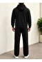 Men's Hooded Tracksuit with Piped Trim Bottom/Upper Set - 2