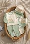 Little Bear 0-3 Months Cotton 5-Piece Baby Hospital Discharge Set - Newborn Set with Blue Ribbed Teddy Bear
