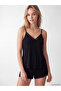 Alita City with a Difference, Lcw Dream Black Flat Strap Women's Shorts Pajama Set - 2