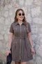 Women's short sleeve collared front zippered and pocketed short modal dress
