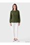 Lcw Grace Green Crew Neck Embroidered Gathered Blouse