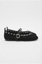 027-229 Tulle Stone Buckle Detailed Soft Comfortable Women's Ballerinas - 3