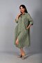 Women's Italian Cotton Pocket Embossed Floral Embroidery Oversize Long Dress - 2